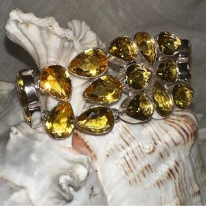 Exquisite Sunshine Citrine multi-gem cluster statement Bracelet